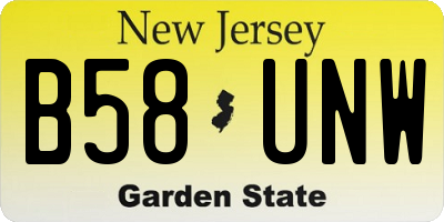 NJ license plate B58UNW