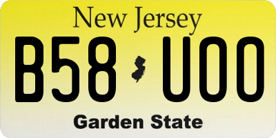 NJ license plate B58UOO