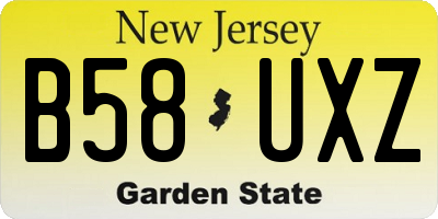 NJ license plate B58UXZ