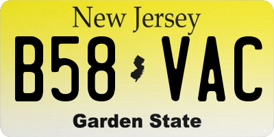 NJ license plate B58VAC