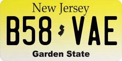NJ license plate B58VAE