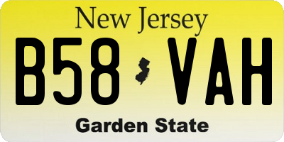 NJ license plate B58VAH