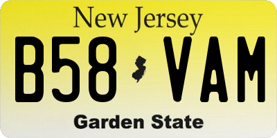 NJ license plate B58VAM