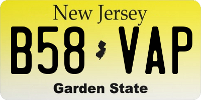 NJ license plate B58VAP