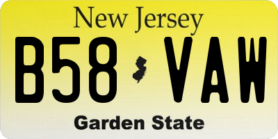 NJ license plate B58VAW