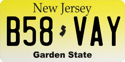 NJ license plate B58VAY