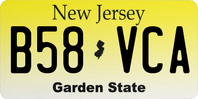 NJ license plate B58VCA