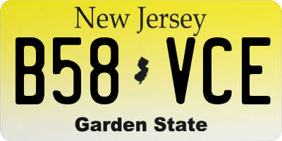 NJ license plate B58VCE