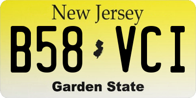NJ license plate B58VCI