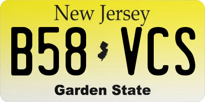 NJ license plate B58VCS