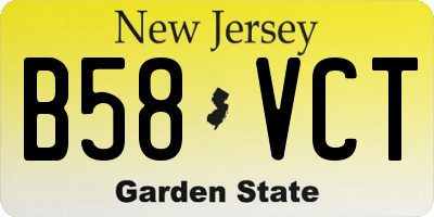 NJ license plate B58VCT