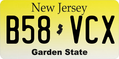 NJ license plate B58VCX