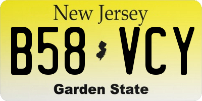 NJ license plate B58VCY