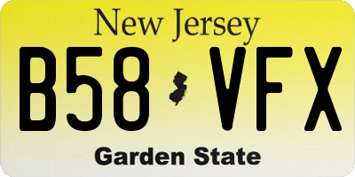 NJ license plate B58VFX