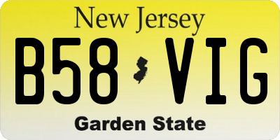 NJ license plate B58VIG