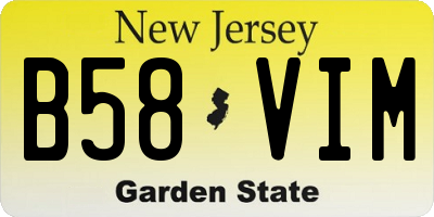 NJ license plate B58VIM