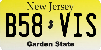 NJ license plate B58VIS