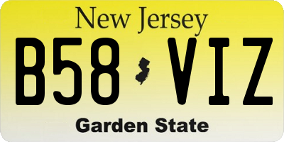 NJ license plate B58VIZ