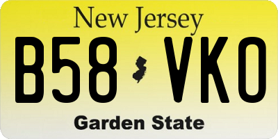 NJ license plate B58VKO
