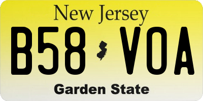 NJ license plate B58VOA