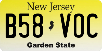 NJ license plate B58VOC