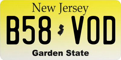 NJ license plate B58VOD