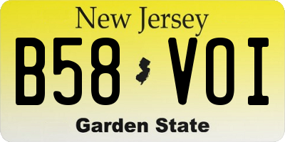 NJ license plate B58VOI