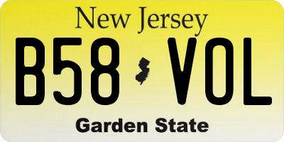 NJ license plate B58VOL