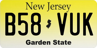 NJ license plate B58VUK