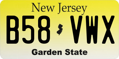 NJ license plate B58VWX