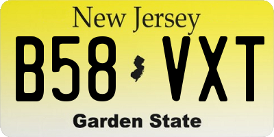 NJ license plate B58VXT