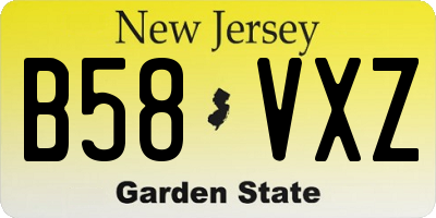 NJ license plate B58VXZ