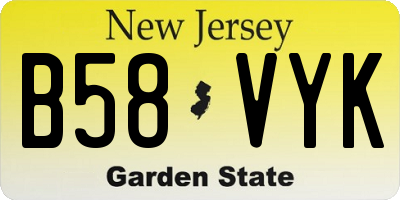 NJ license plate B58VYK