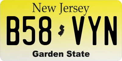 NJ license plate B58VYN