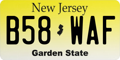 NJ license plate B58WAF