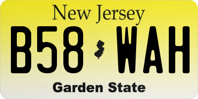 NJ license plate B58WAH