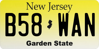 NJ license plate B58WAN