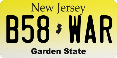 NJ license plate B58WAR