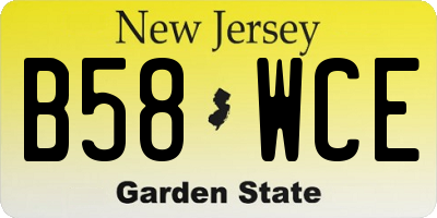 NJ license plate B58WCE