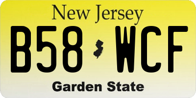 NJ license plate B58WCF