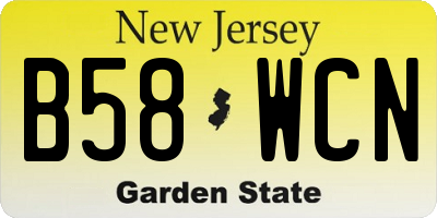NJ license plate B58WCN