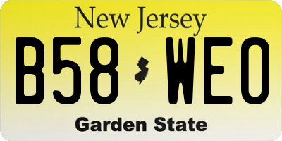 NJ license plate B58WEO