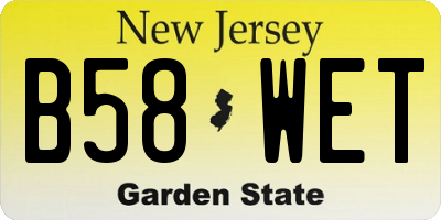 NJ license plate B58WET