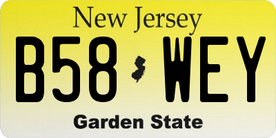 NJ license plate B58WEY