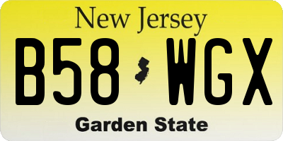 NJ license plate B58WGX