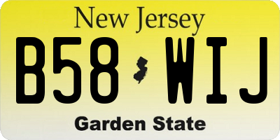 NJ license plate B58WIJ