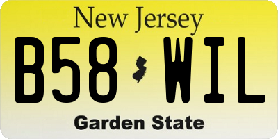 NJ license plate B58WIL