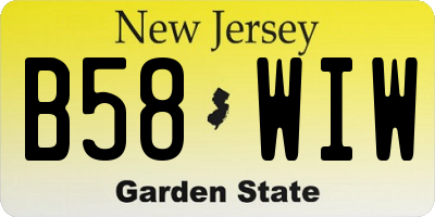 NJ license plate B58WIW