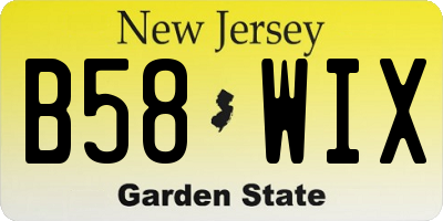 NJ license plate B58WIX
