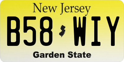 NJ license plate B58WIY